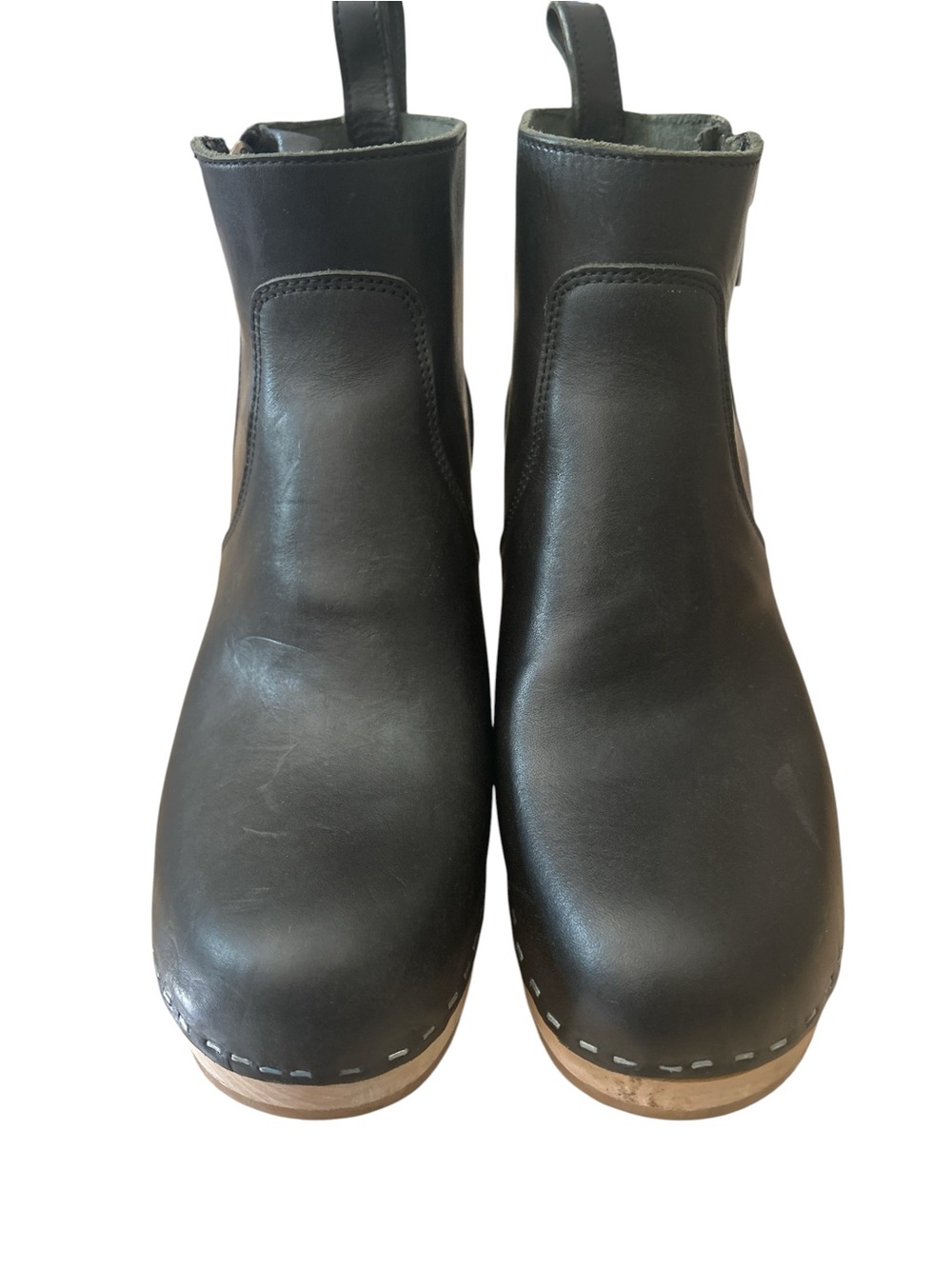 NWOB Swedish Hasbeens Emy Black Leather Clog Ankle Boots - 37/7 - Picture 4 of 12